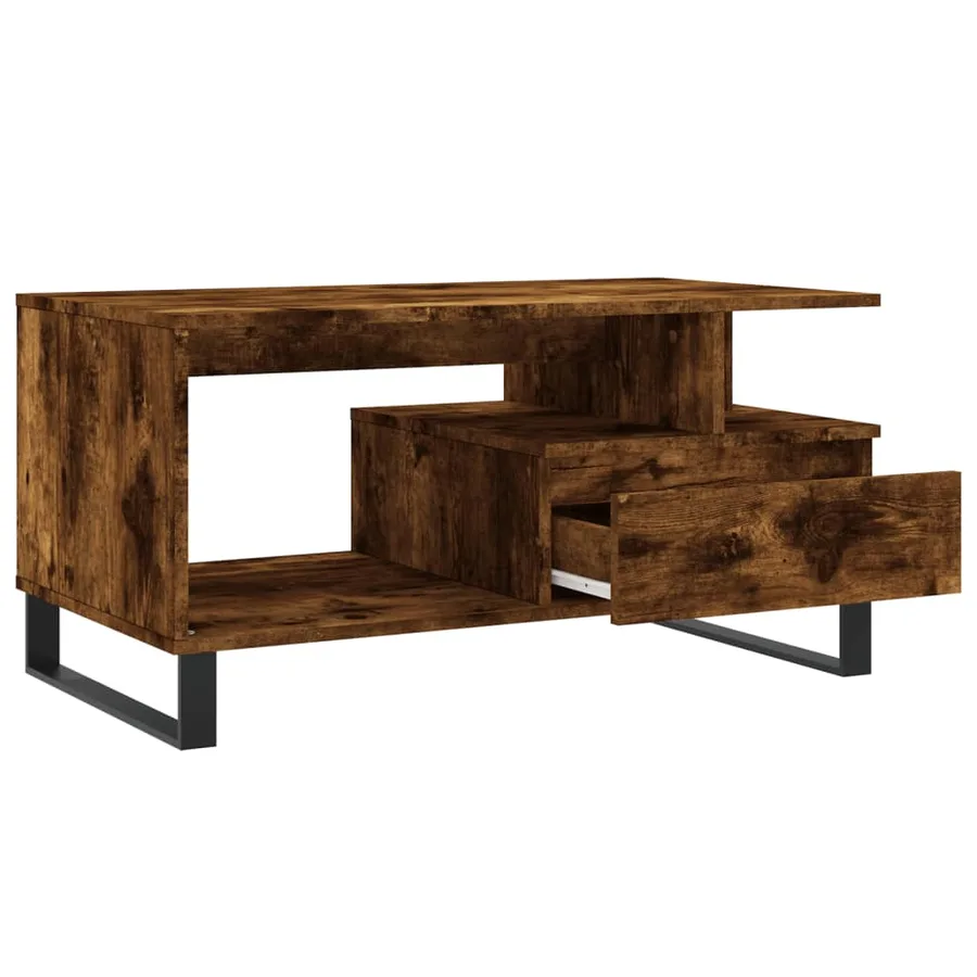 Table basse Chêne fumé 90x49x45 cm Bois d'ingénierie - 6