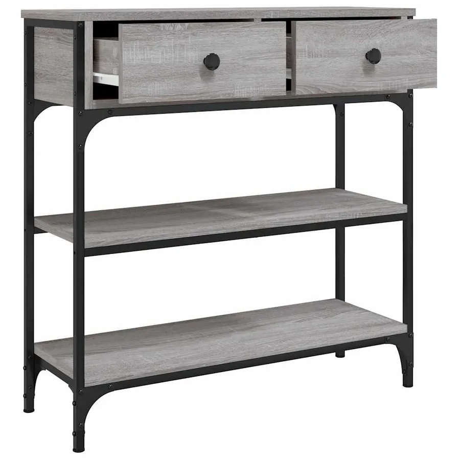 Table console sonoma gris 72,5x25x75 cm bois d'ingénierie - 5