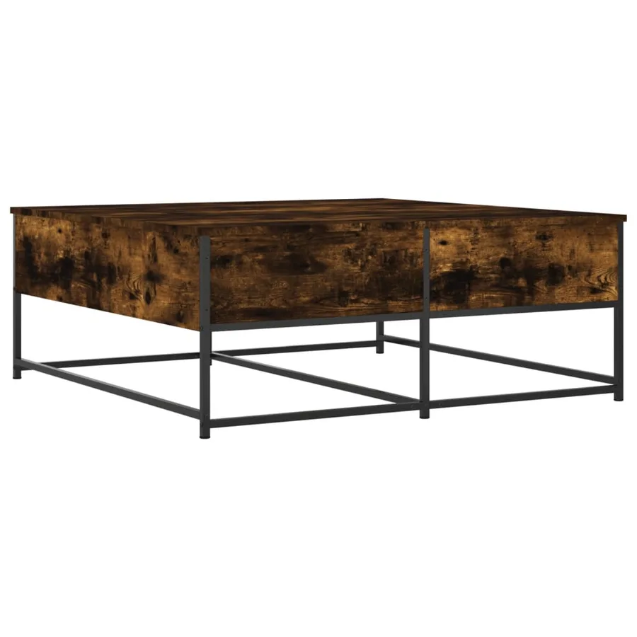 Table basse chêne fumé 100x99x40 cm bois d'ingénierie - 8