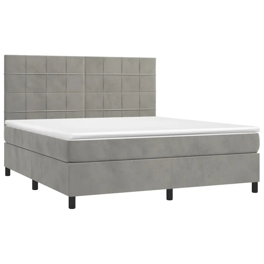 Sommier à lattes de lit matelas et LED Gris clair 160x200 cm - 3