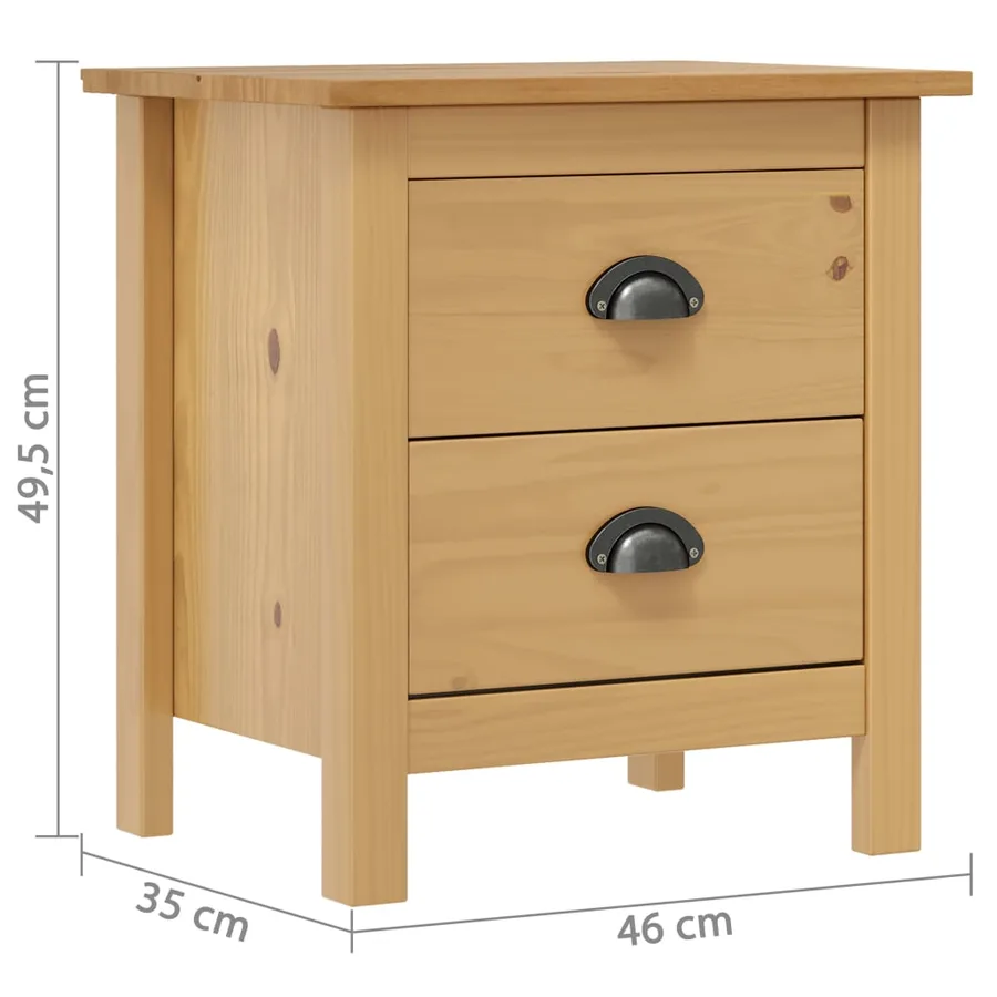 Tables de chevet Hill 2 pcs 46x35x49,5 cm Bois de pin solide - 7
