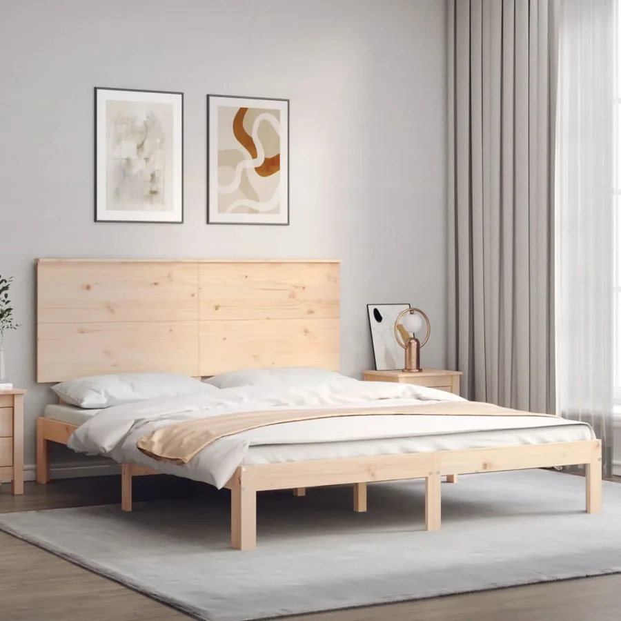 Cadre de lit sans matelas bois de pin massif