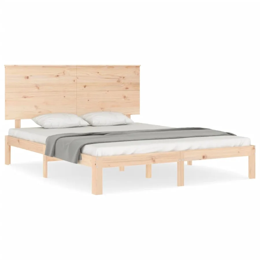 Cadre de lit sans matelas bois de pin massif - 2