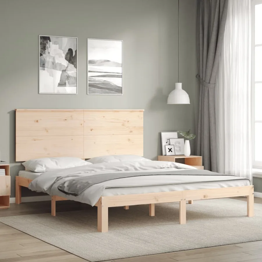 Cadre de lit sans matelas bois de pin massif - 3