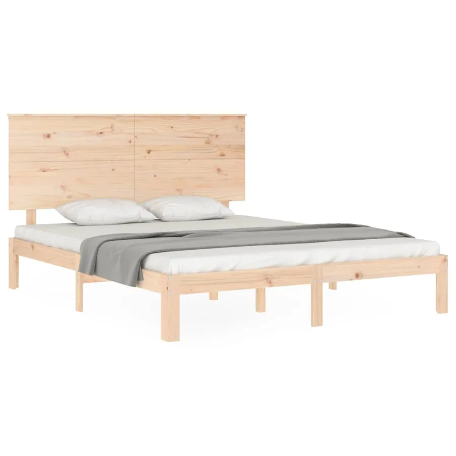 Cadre de lit sans matelas bois de pin massif - 4
