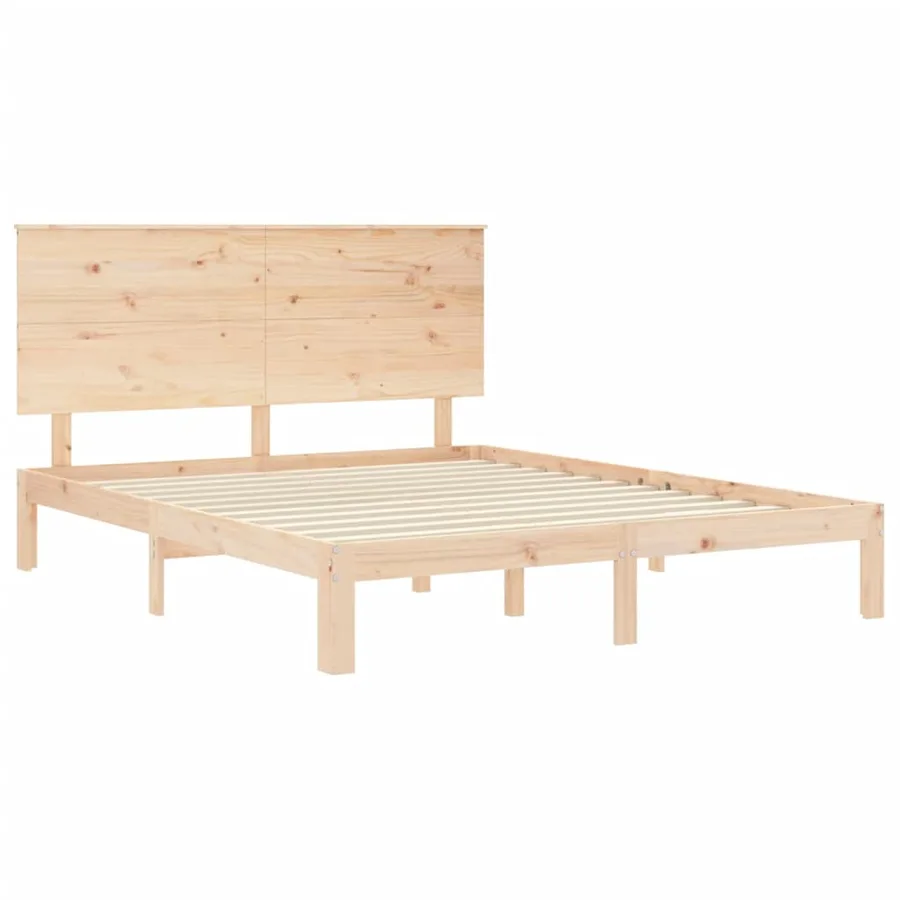 Cadre de lit sans matelas bois de pin massif - 5