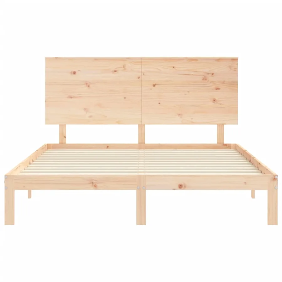 Cadre de lit sans matelas bois de pin massif - 6