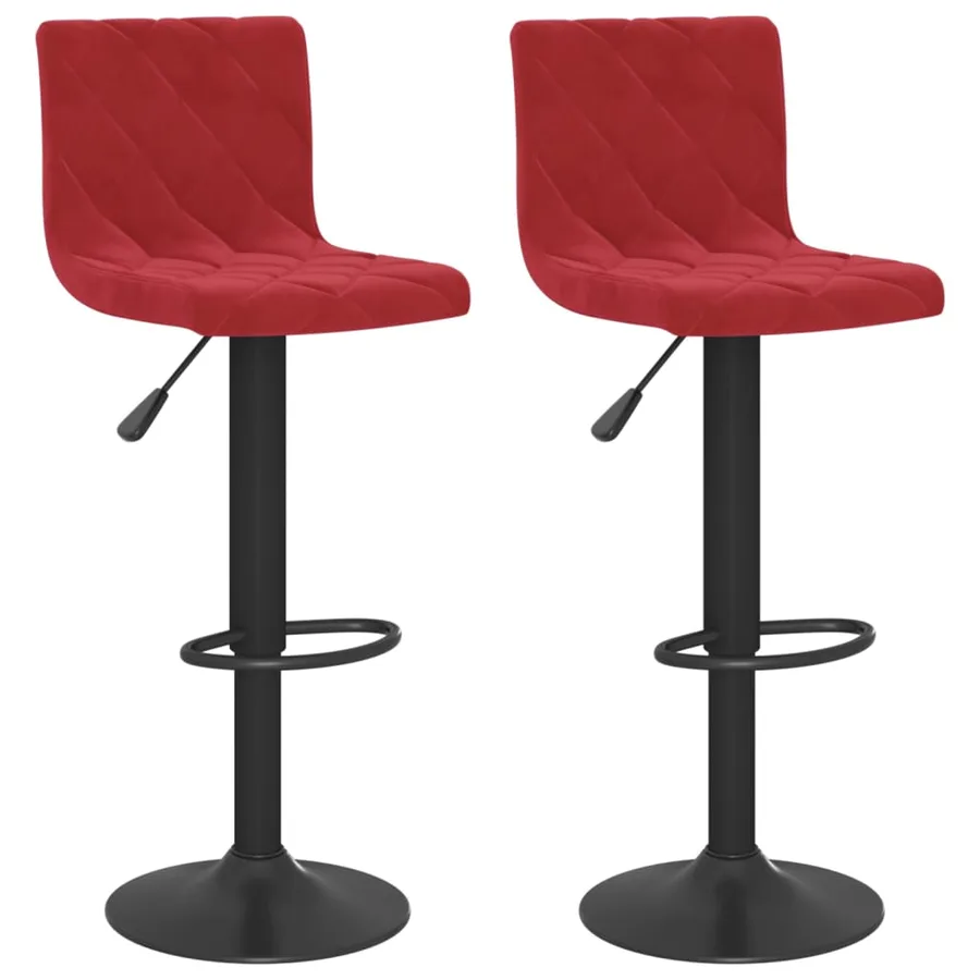 Tabourets de bar lot de 2 rouge bordeaux velours - 2