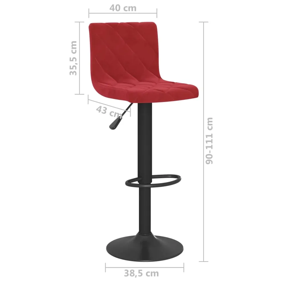 Tabourets de bar lot de 2 rouge bordeaux velours - 9