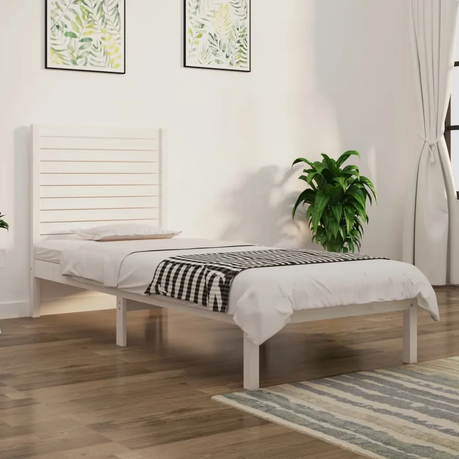 Cadre de lit sans matelas blanc 90x190 cm bois massif