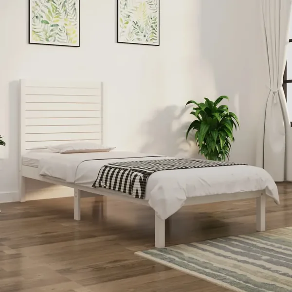 Cadre de lit sans matelas blanc 90x190 cm bois massif