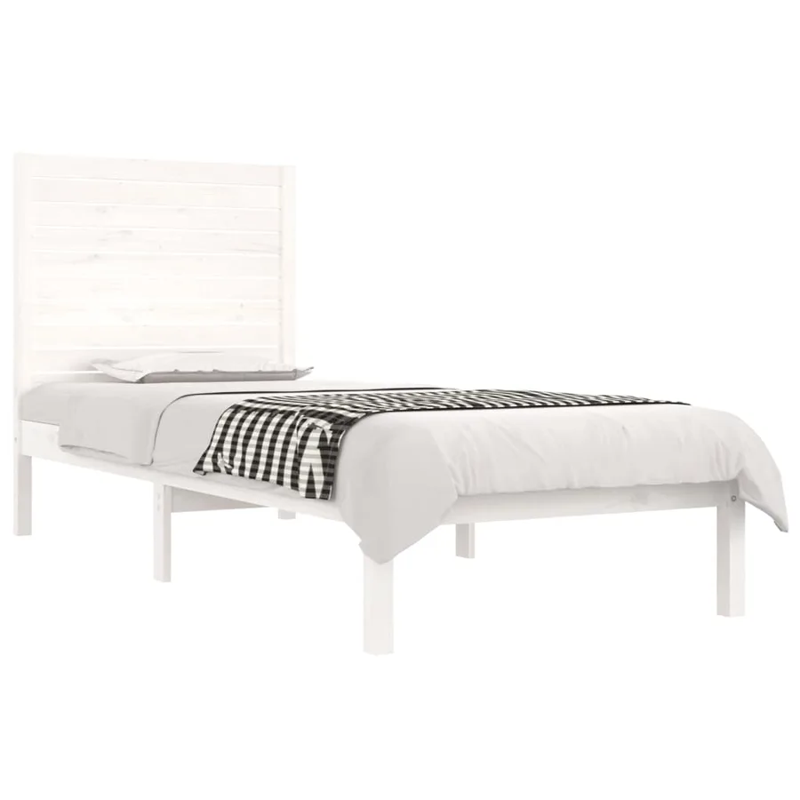 Cadre de lit sans matelas blanc 90x190 cm bois massif - 3