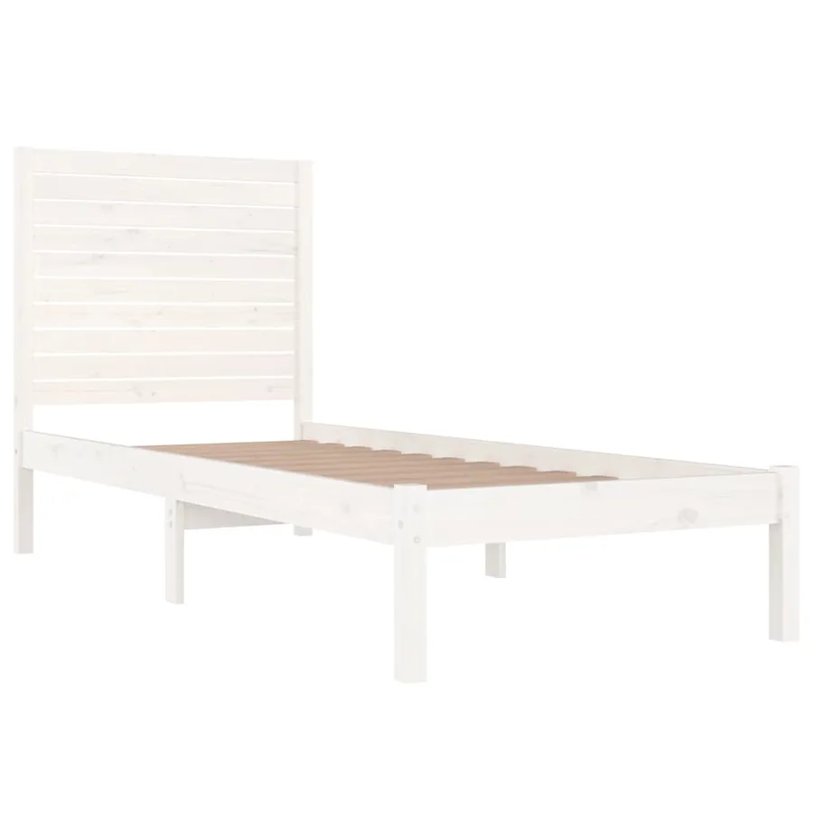 Cadre de lit sans matelas blanc 90x190 cm bois massif - 4