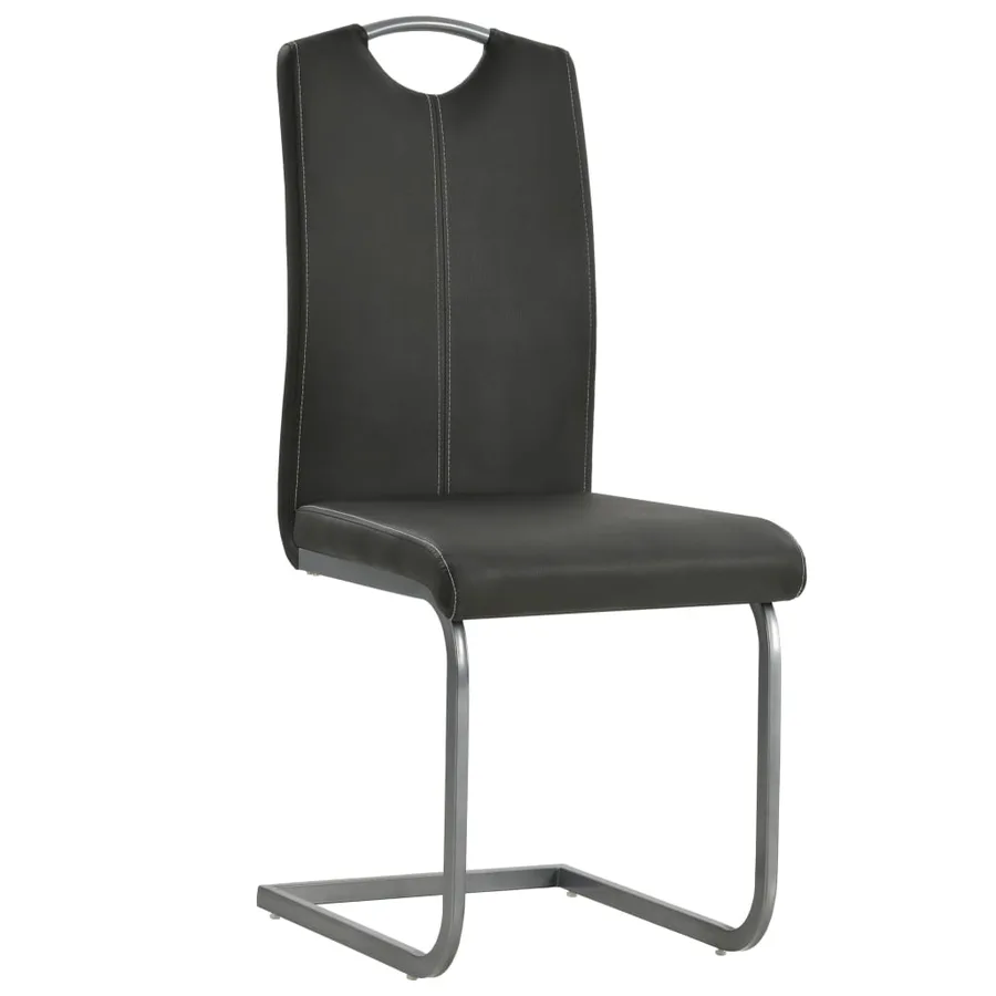 Chaises à manger cantilever lot de 2 gris similicuir - 2