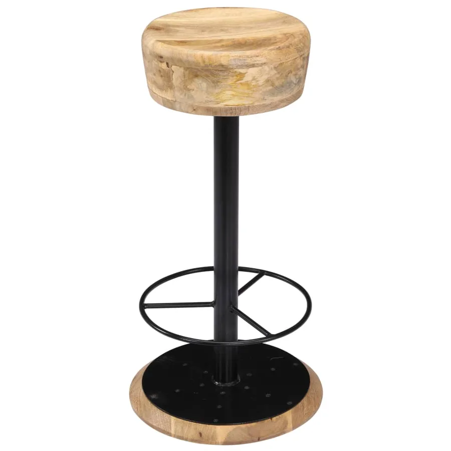 Chaises de bar lot de 2 bois de manguier solide - 2