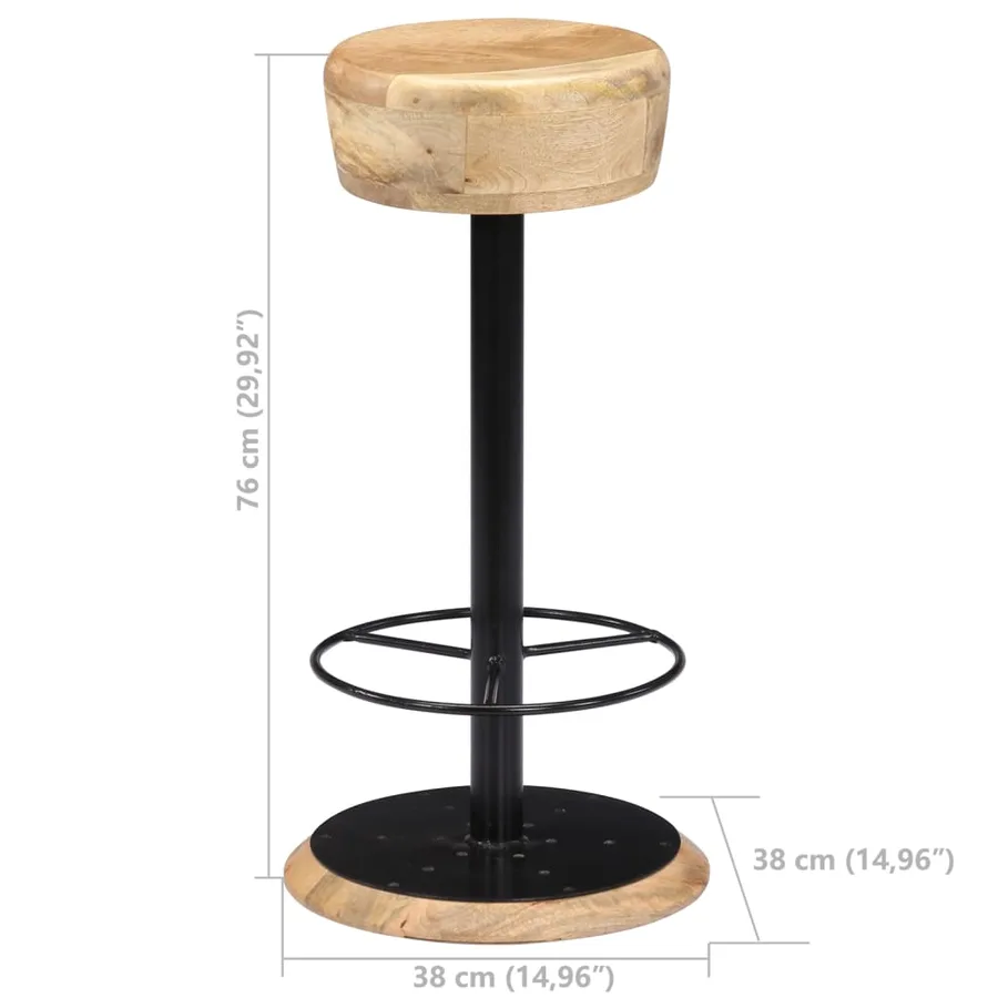 Chaises de bar lot de 2 bois de manguier solide - 9