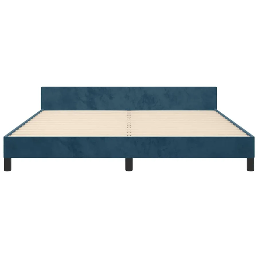 Cadre de lit sans matelas bleu foncé 160x200 cm velours - 6