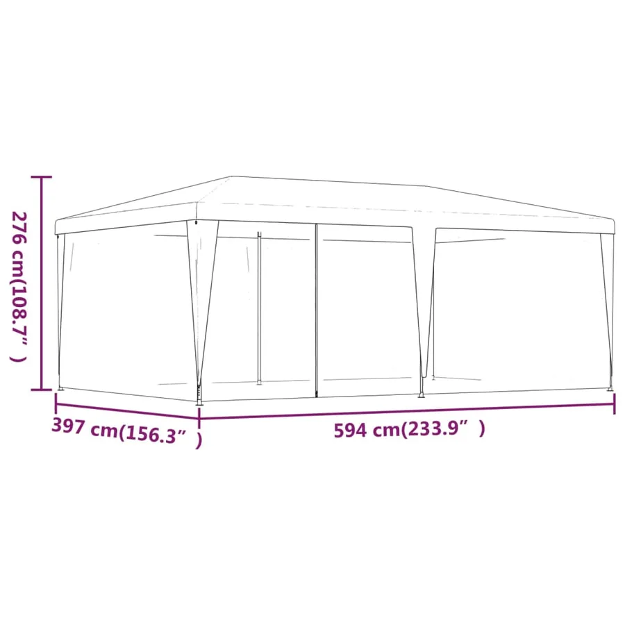 Tente de fête avec 6 parois latérales en maille Vert 6x4 m PEHD - 7