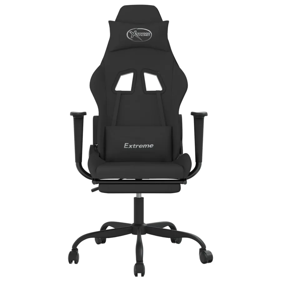 Chaise de jeu avec repose-pied Noir Tissu - 3