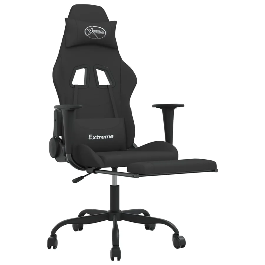 Chaise de jeu avec repose-pied Noir Tissu - 6
