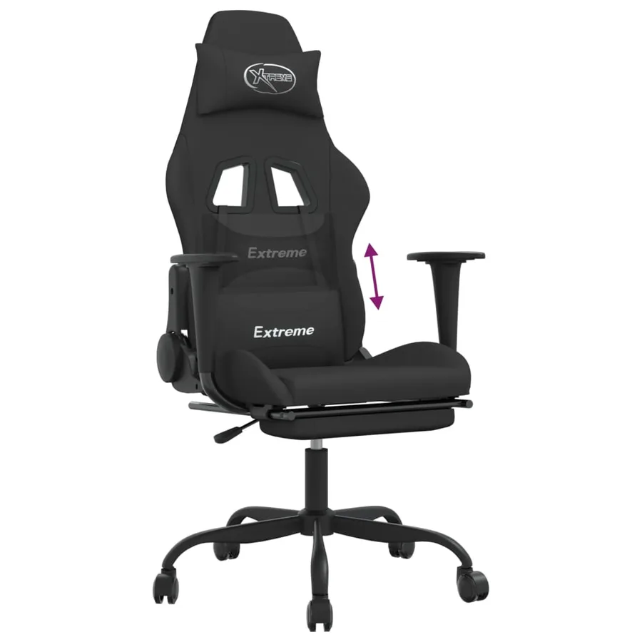 Chaise de jeu avec repose-pied Noir Tissu - 8
