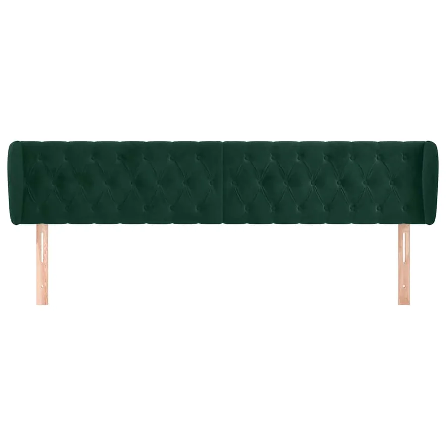 Tête de lit avec oreilles Vert foncé 203x23x78/88 cm Velours - 3