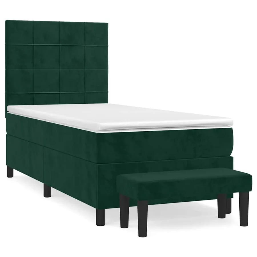 Sommier à lattes de lit avec matelas Vert foncé 90x200 cm - 2