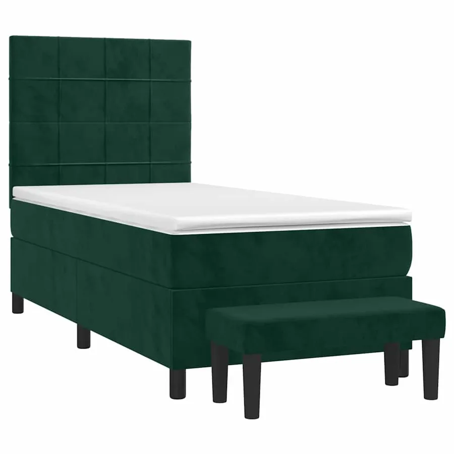 Sommier à lattes de lit avec matelas Vert foncé 90x200 cm - 3