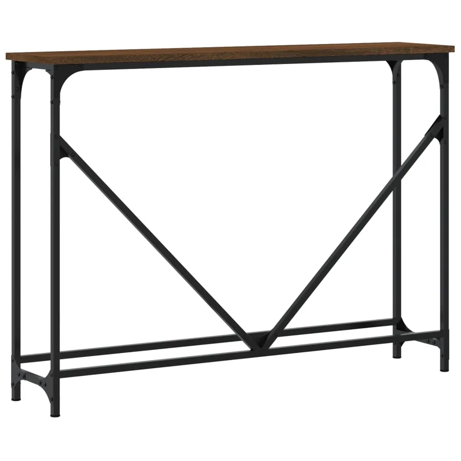 Table console chêne marron 102x22,5x75 cm bois d'ingénierie - 6