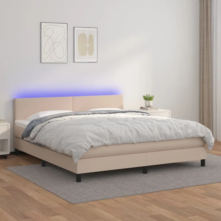 Sommier à lattes de lit avec matelas LED Cappuccino 180x200 cm