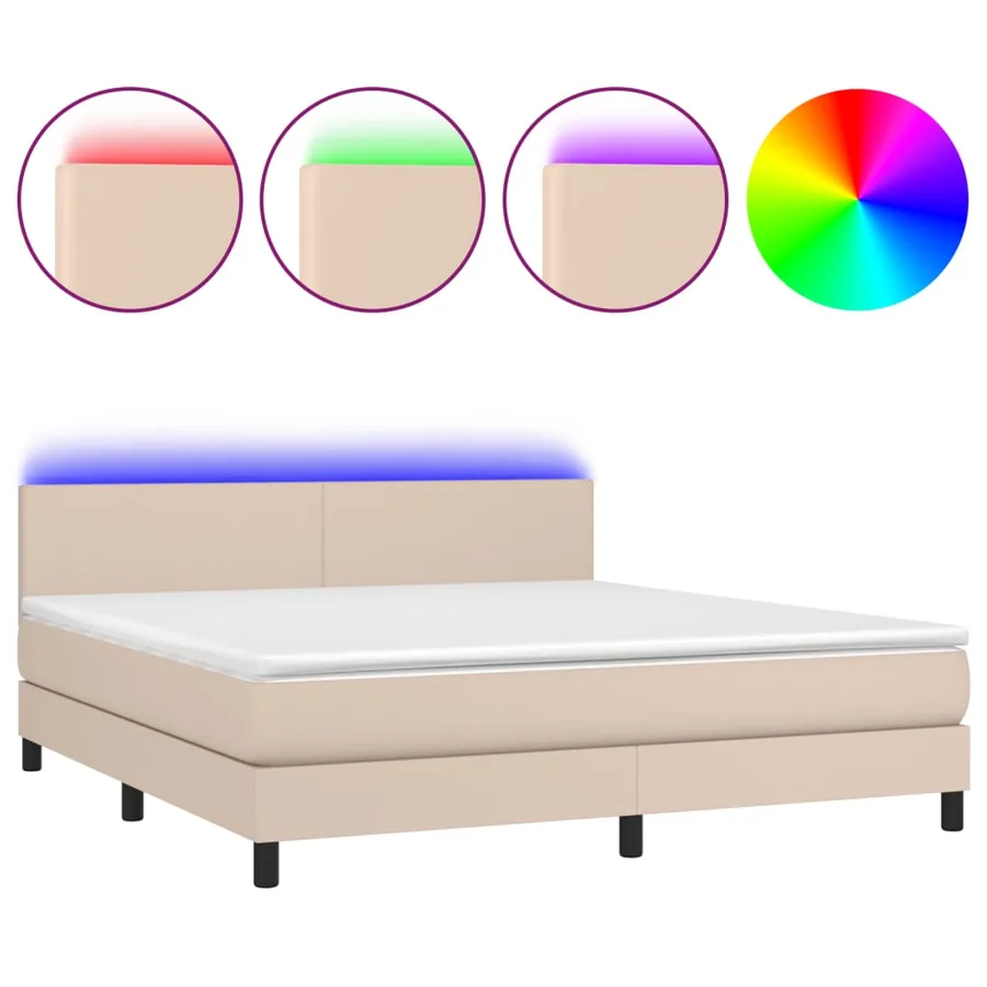 Sommier à lattes de lit avec matelas LED Cappuccino 180x200 cm - 2