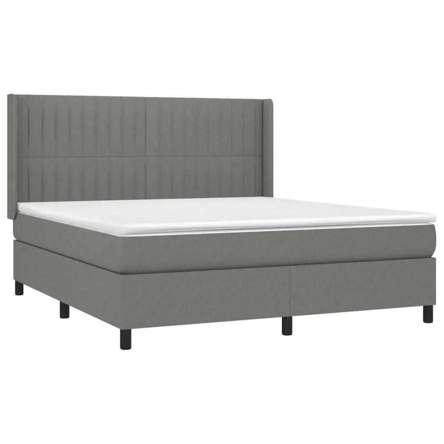 Sommier à lattes de lit matelas LED Gris foncé 160x200 cm Tissu - 4