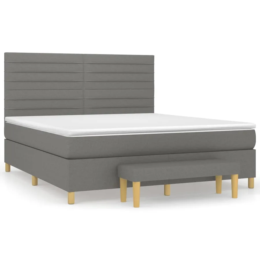 Sommier à lattes de lit avec matelas Gris foncé 160x200cm Tissu - 2