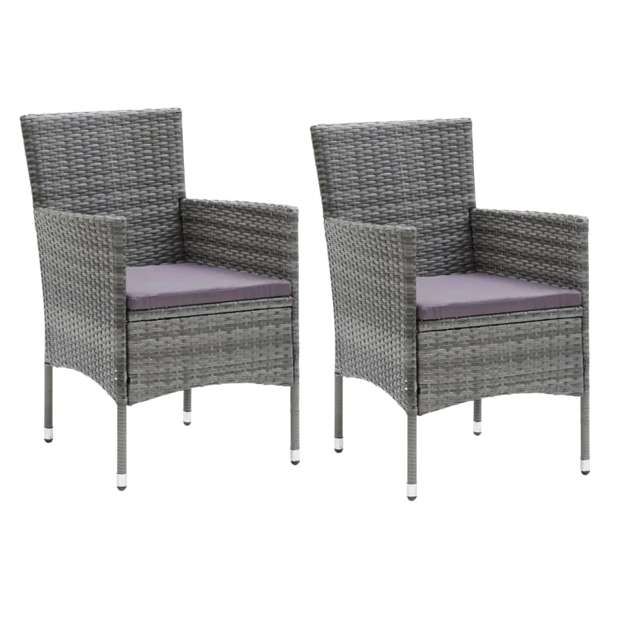 Ensemble à manger de jardin coussins 3pcs Résine tressée Gris - 3
