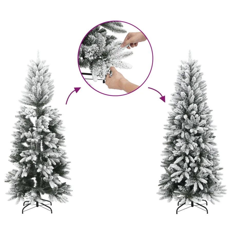 Sapin de Noël artificiel à charnières avec support blanc 150 cm - 4