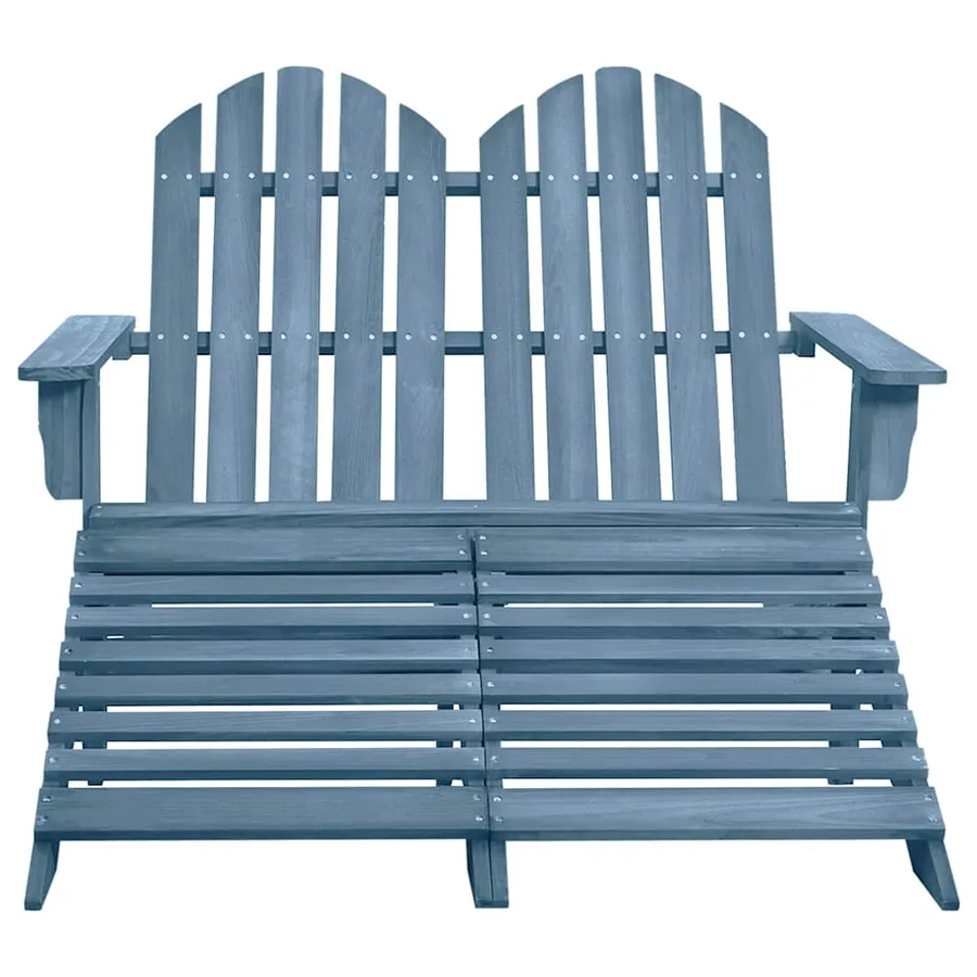 Chaise de jardin Adirondack 2 places et pouf sapin massif bleu - 2