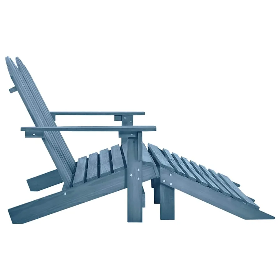 Chaise de jardin Adirondack 2 places et pouf sapin massif bleu - 3