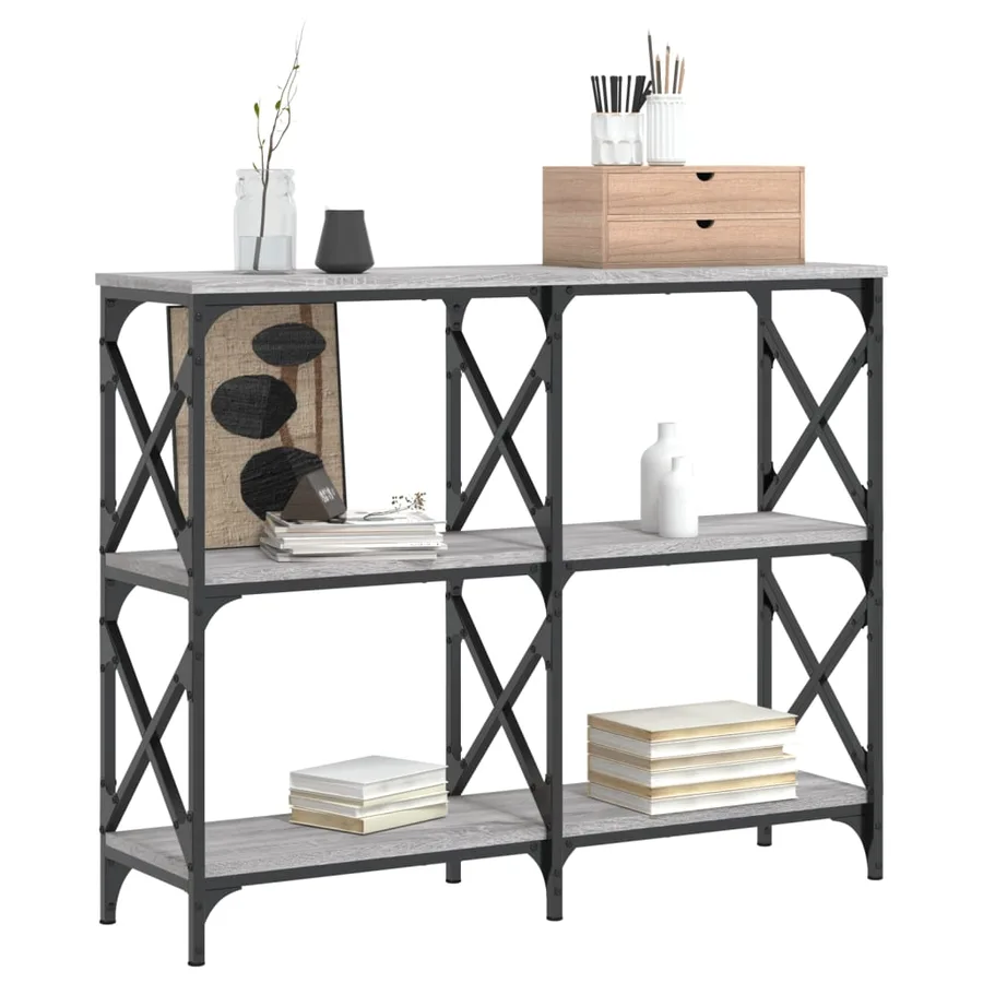 Table console sonoma gris 100x28x80,5 cm bois d'ingénierie - 3