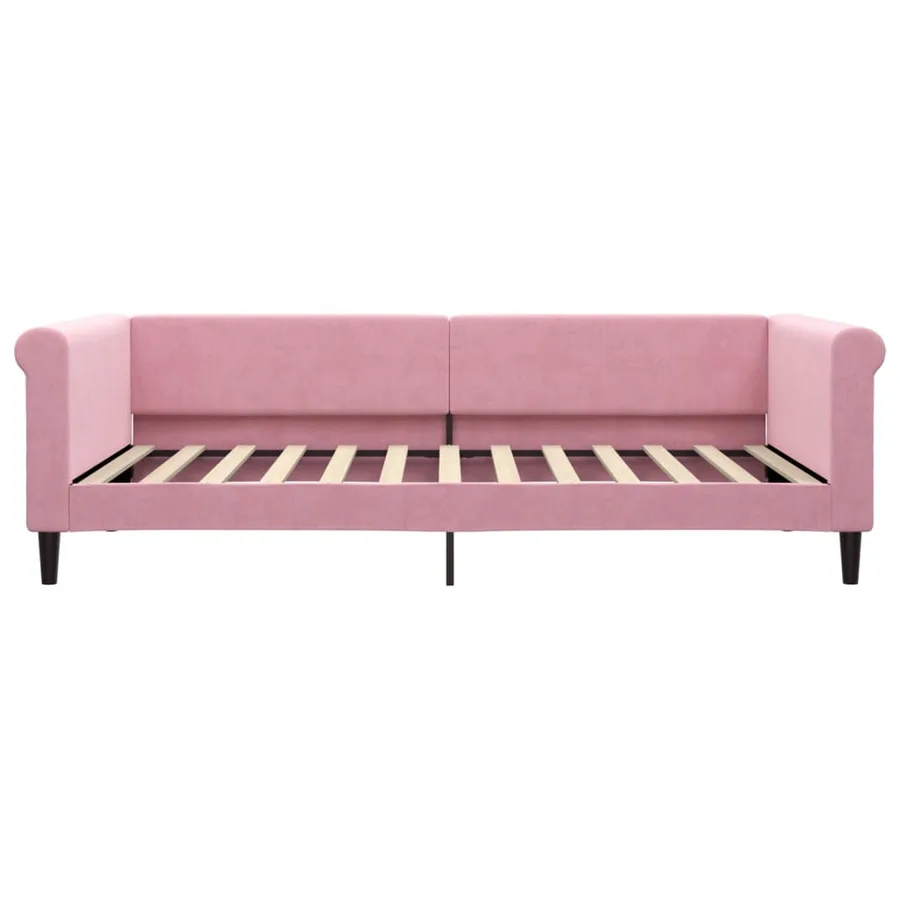 Lit de jour avec gigogne et tiroirs rose 100x200 cm velours - 7