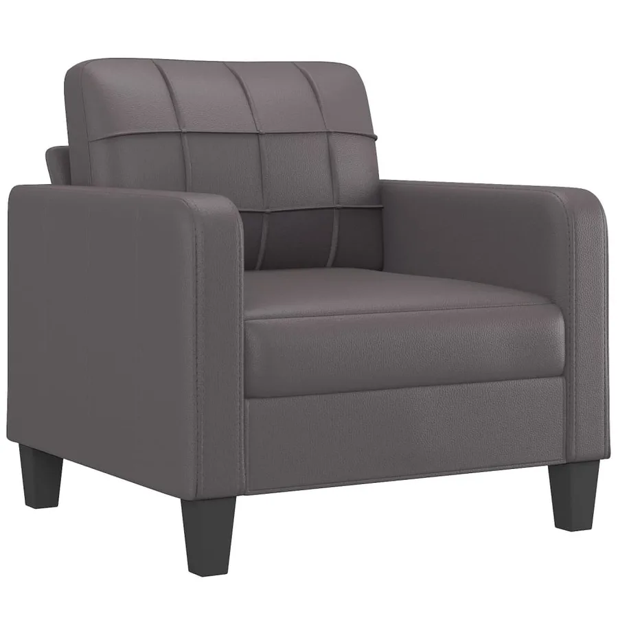 Ensemble de canapés 4 pcs avec coussins gris similicuir - 3