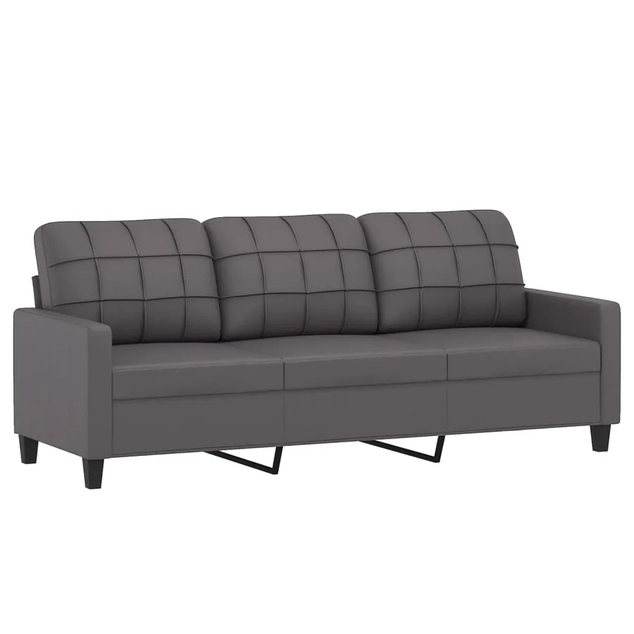 Ensemble de canapés 4 pcs avec coussins gris similicuir - 5