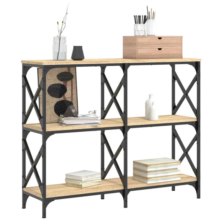 Table console chêne sonoma 100x28x80,5 cm bois d'ingénierie - 3