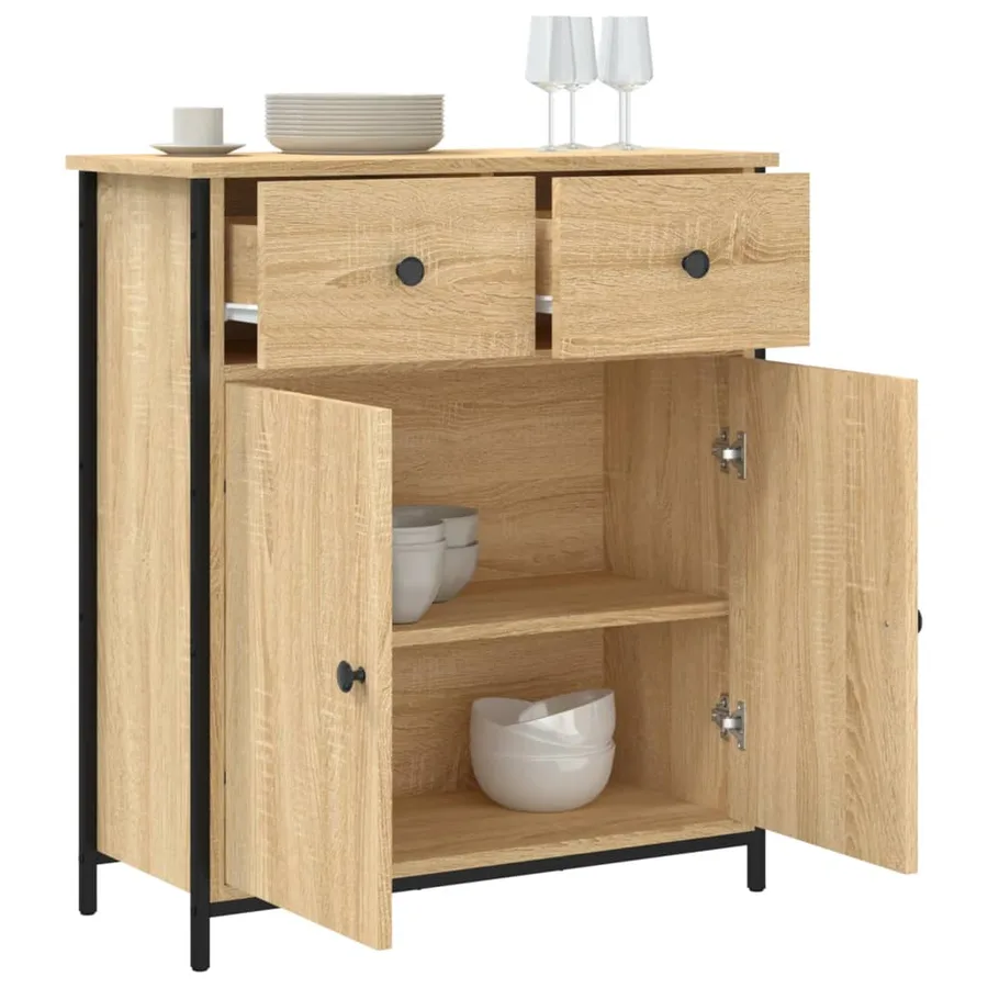 Buffet chêne sonoma 70x30x80 cm bois d'ingénierie - 4
