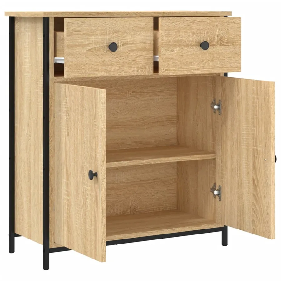 Buffet chêne sonoma 70x30x80 cm bois d'ingénierie - 5