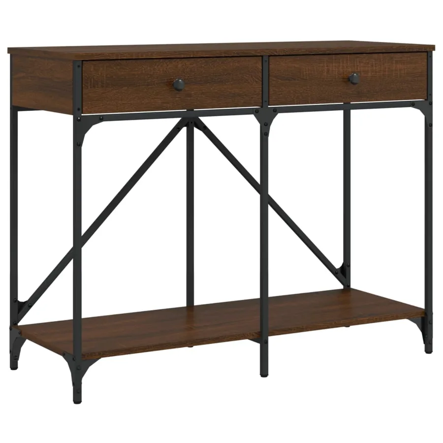 Table console chêne marron 100x39x78,5 cm bois d'ingénierie - 2