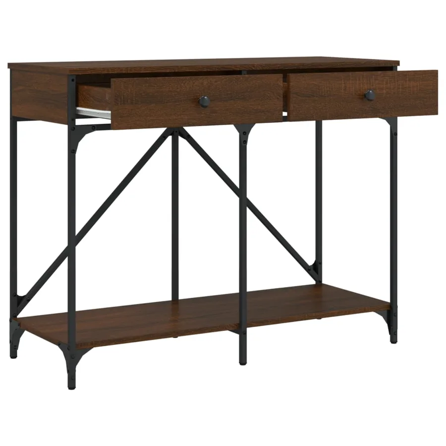 Table console chêne marron 100x39x78,5 cm bois d'ingénierie - 5