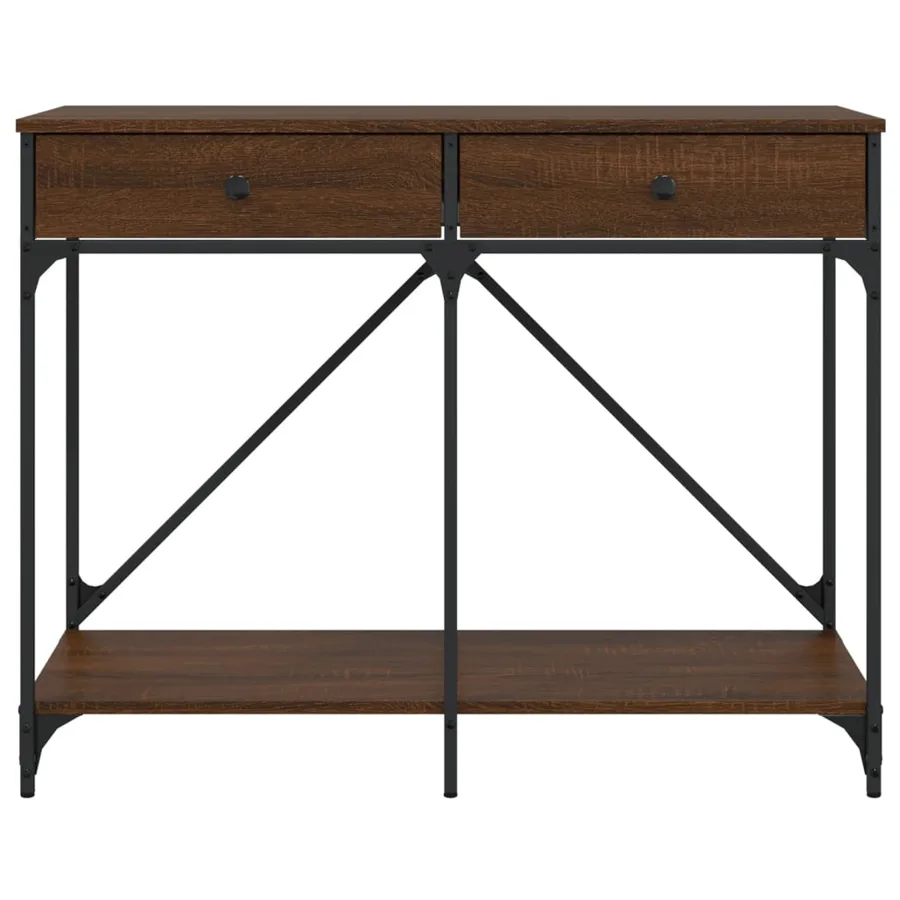 Table console chêne marron 100x39x78,5 cm bois d'ingénierie - 6