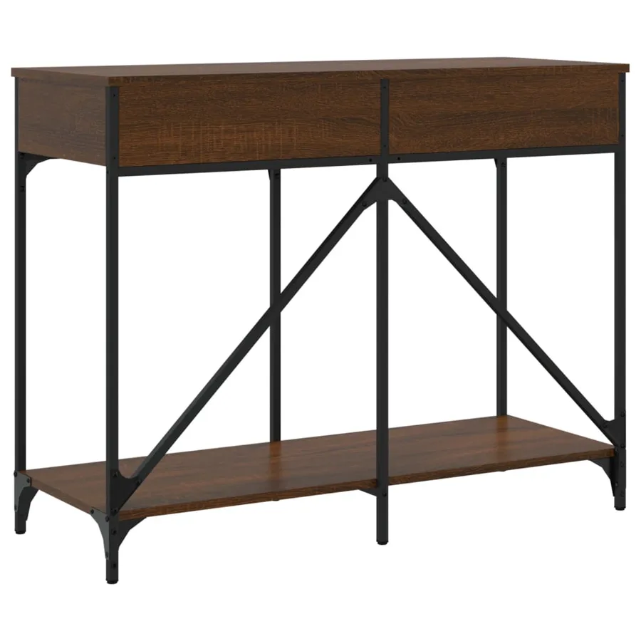 Table console chêne marron 100x39x78,5 cm bois d'ingénierie - 8