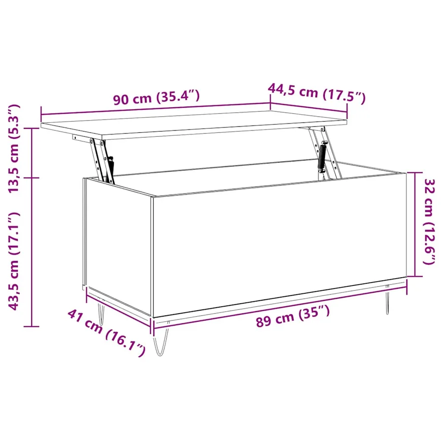 Table basse Chêne marron 90x44,5x45 cm Bois d'ingénierie - 11