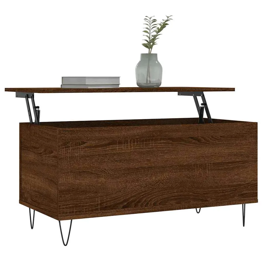 Table basse Chêne marron 90x44,5x45 cm Bois d'ingénierie - 3
